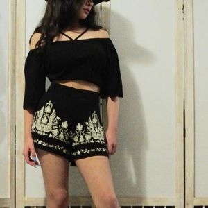 Denim Supply Ralph Lauren Black Embroidered Shorts